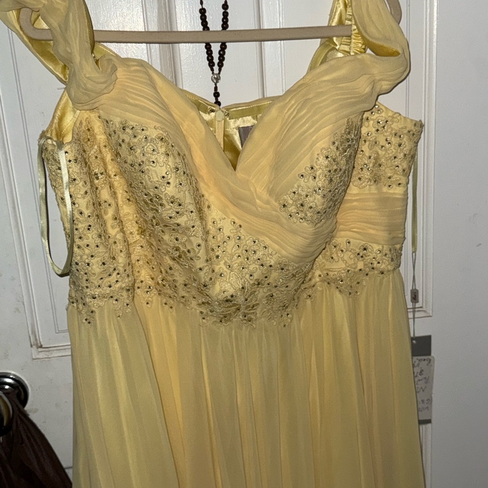 Elegant Yellow Beaded Gown
